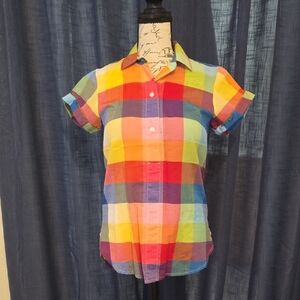 J. Crew Multicolor Plaid Linen Shirt